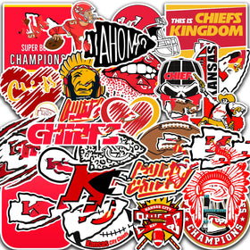 SUNSAIL 35-piece Kansas City Chiefs stickers pack for water bottles and laptops.