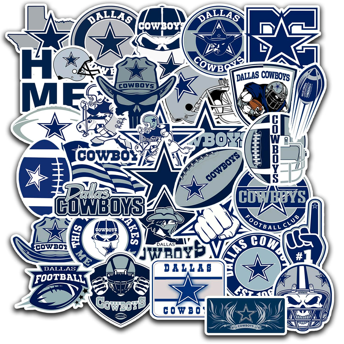SUNSAIL Dallas stickers pack cover for laptops and water bottles, personalize gear with team pride.
