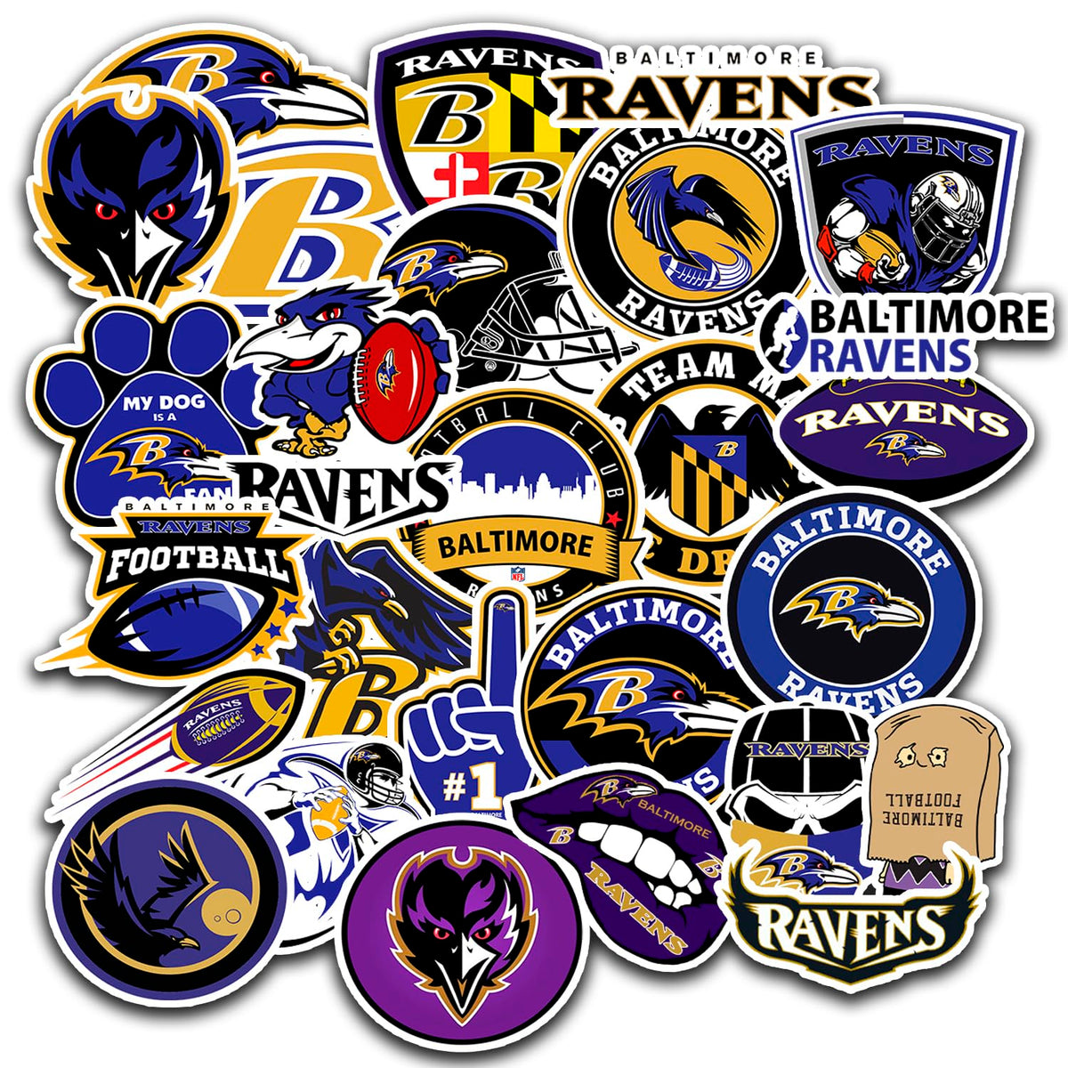 SUNSAIL Ravens sticker on a water bottle, showcasing durable, fade-resistant decoration.