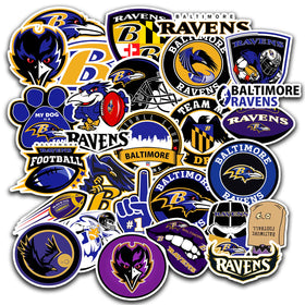 SUNSAIL Ravens sticker on a water bottle, showcasing durable, fade-resistant decoration.