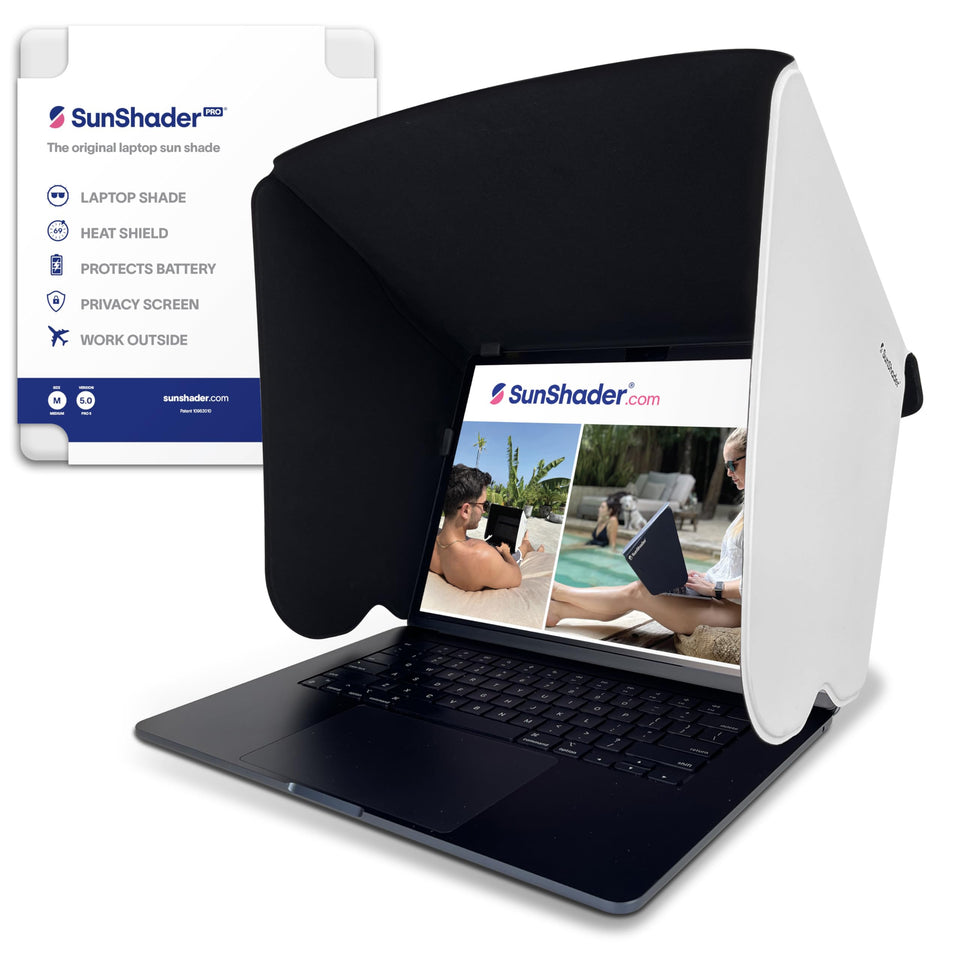 SunShader front view showing full hood and brand — improves screen visibility