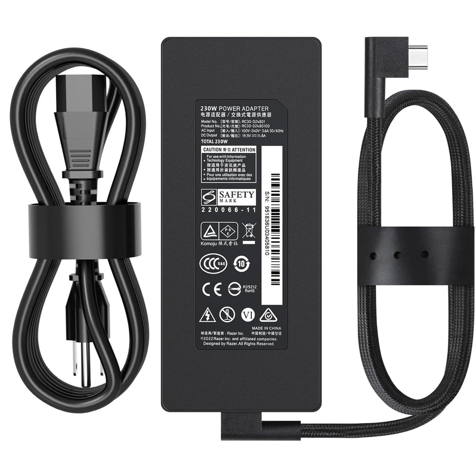 Sunshare 230W RC30-024801 charger front view for reliable laptop power on the go.