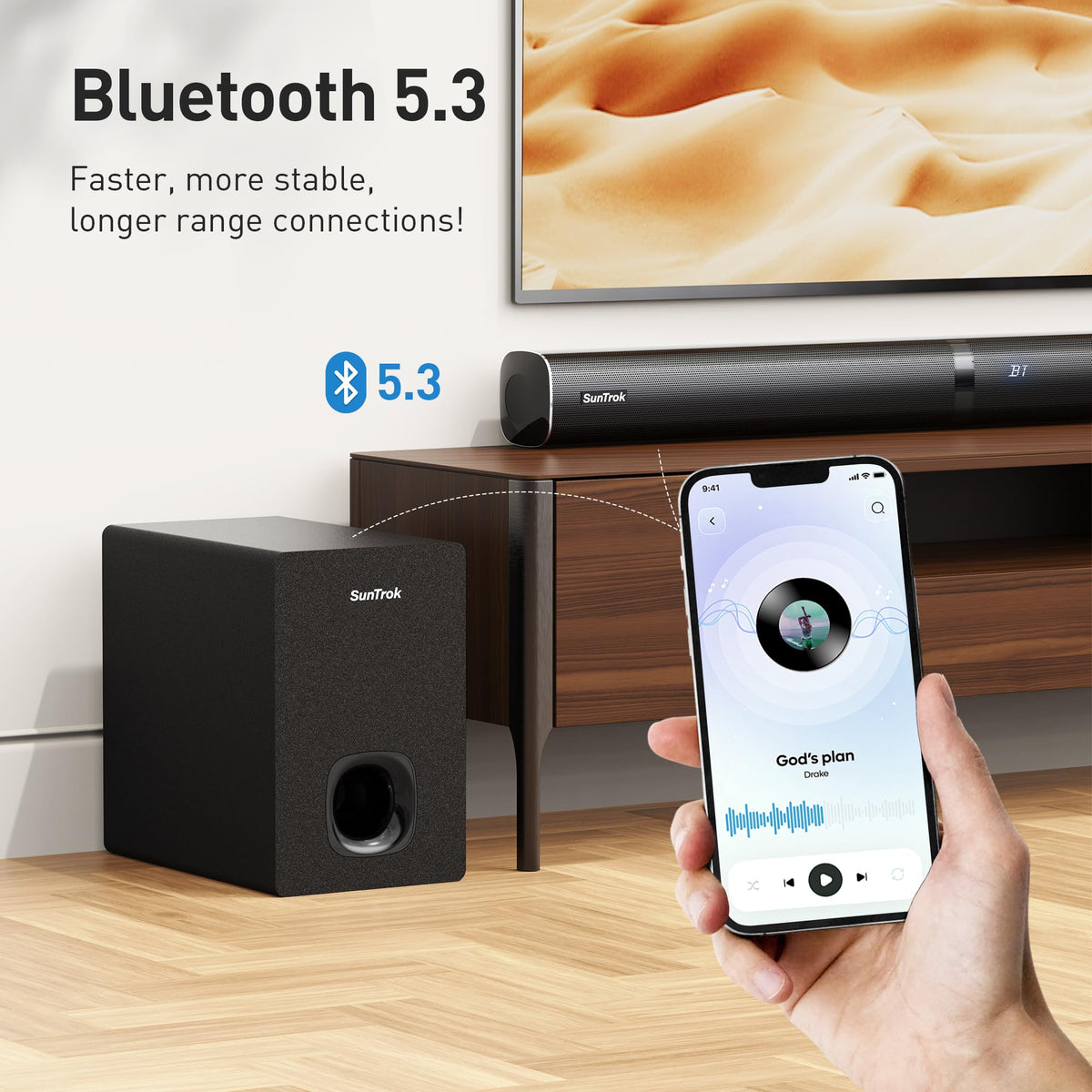 SunTrok HDMI ARC cable included for simple TV integration