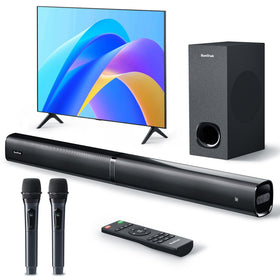 SunTrok soundbar front view in sleek design enhances home cinema experience