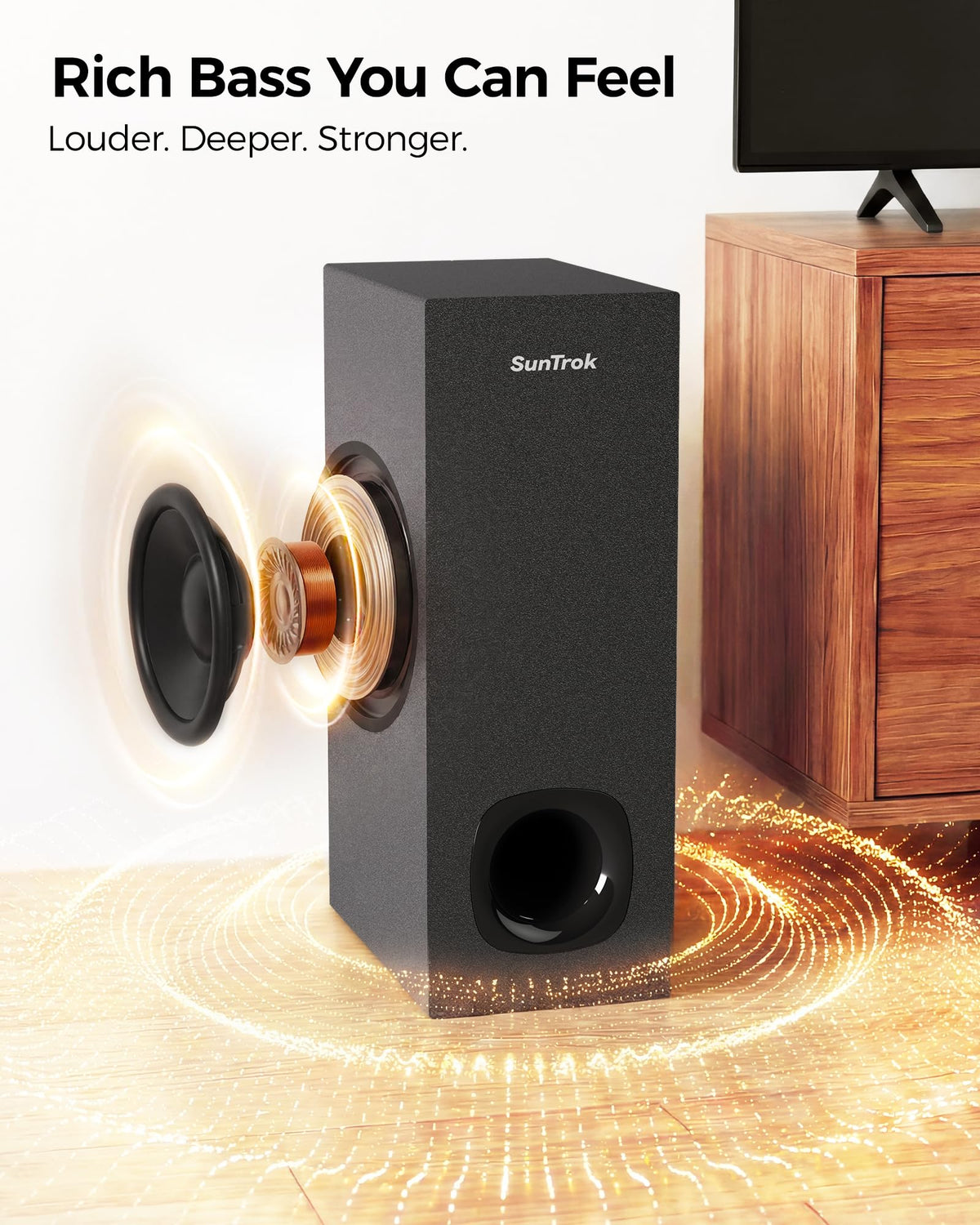 SunTrok remote control makes mode and bass adjustments quick.