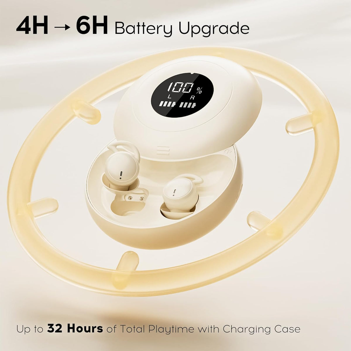 sunvito earbuds on nightstand with phone showing bedtime use benefit
