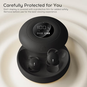 sunvito charging case open with earbuds illustrating easy recharging
