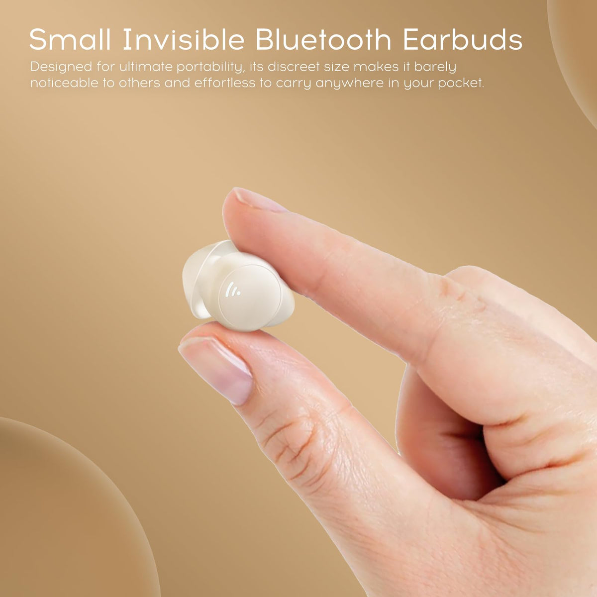 Sunvito earphones with battery display in beige for easy power