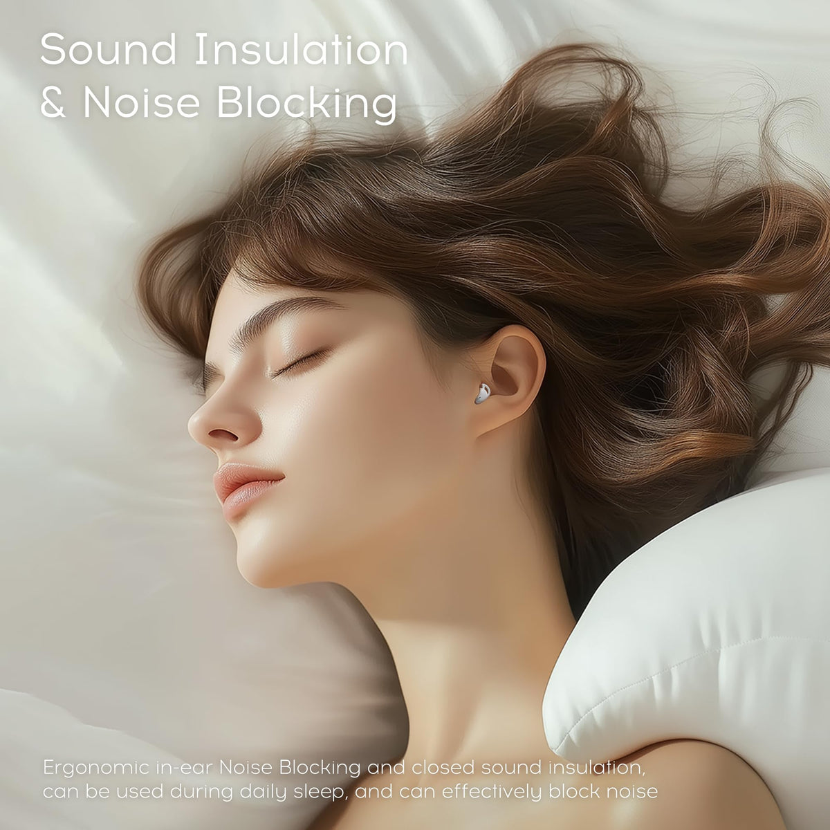 sunvito earbuds in ear side-sleeper demo showing low-profile comfort