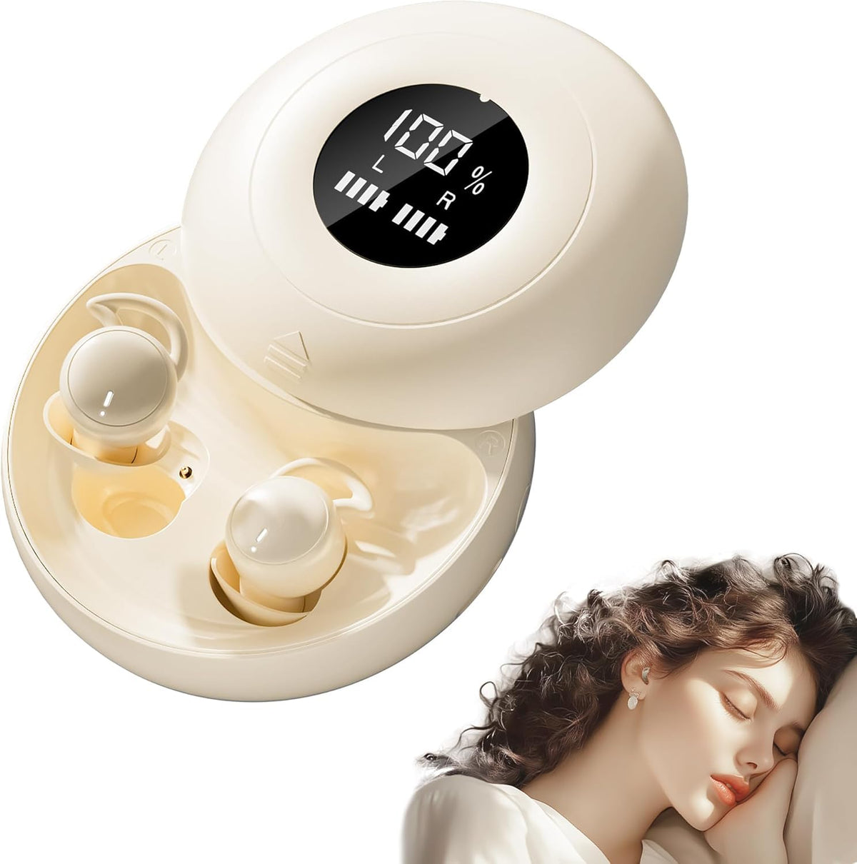 sunvito front packaging showing beige earbuds and case for easy recognition