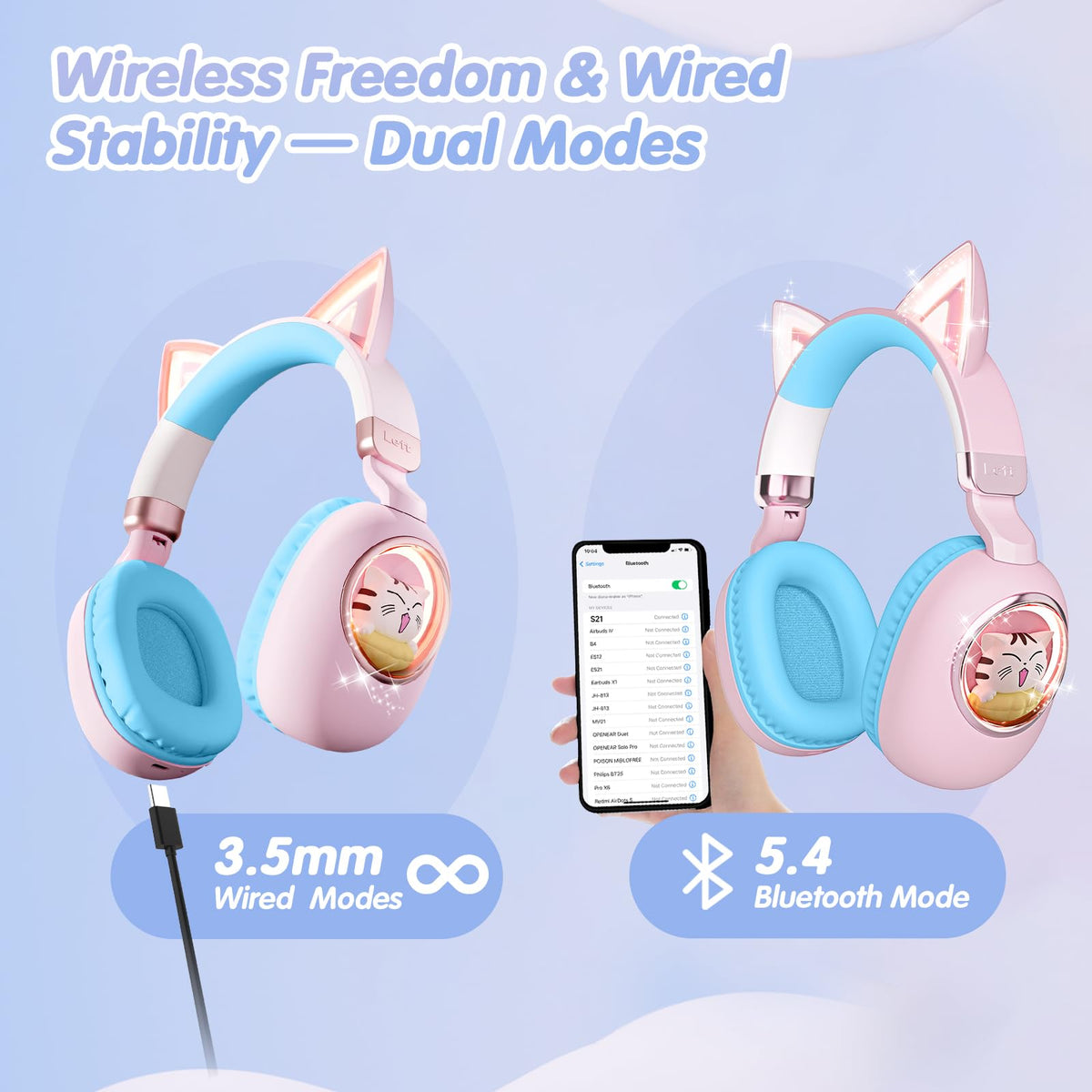 Sunvito Kids Headphones with adjustable headband for growing kids' comfort.