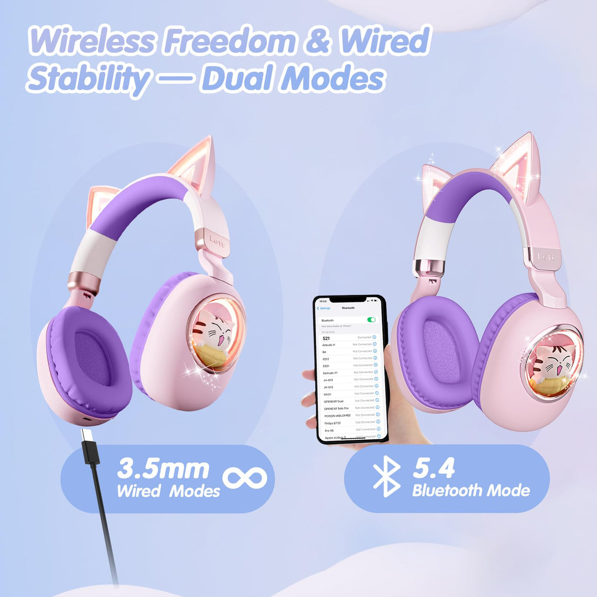 Bluetooth 5.4 connection ensures stable wireless pairing