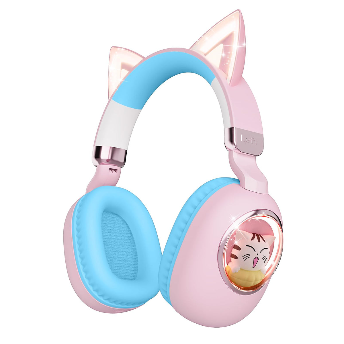 Sunvito Kids Headphones with cat ear LED lights for playful travel and style.