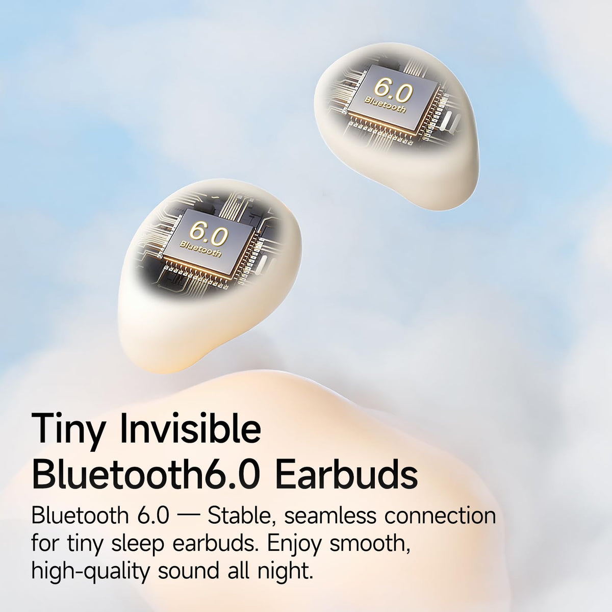 Sunvito Sleep Earbuds LED display for quick battery checks.