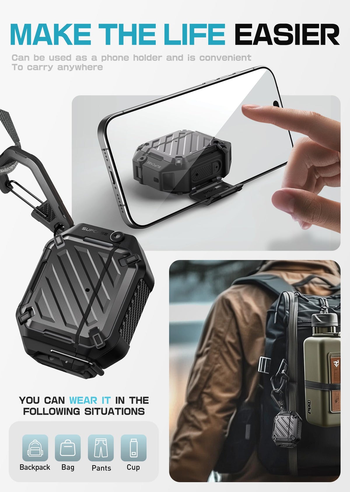 SUPCASE on wireless charging pad demonstrating wireless charging compatibility