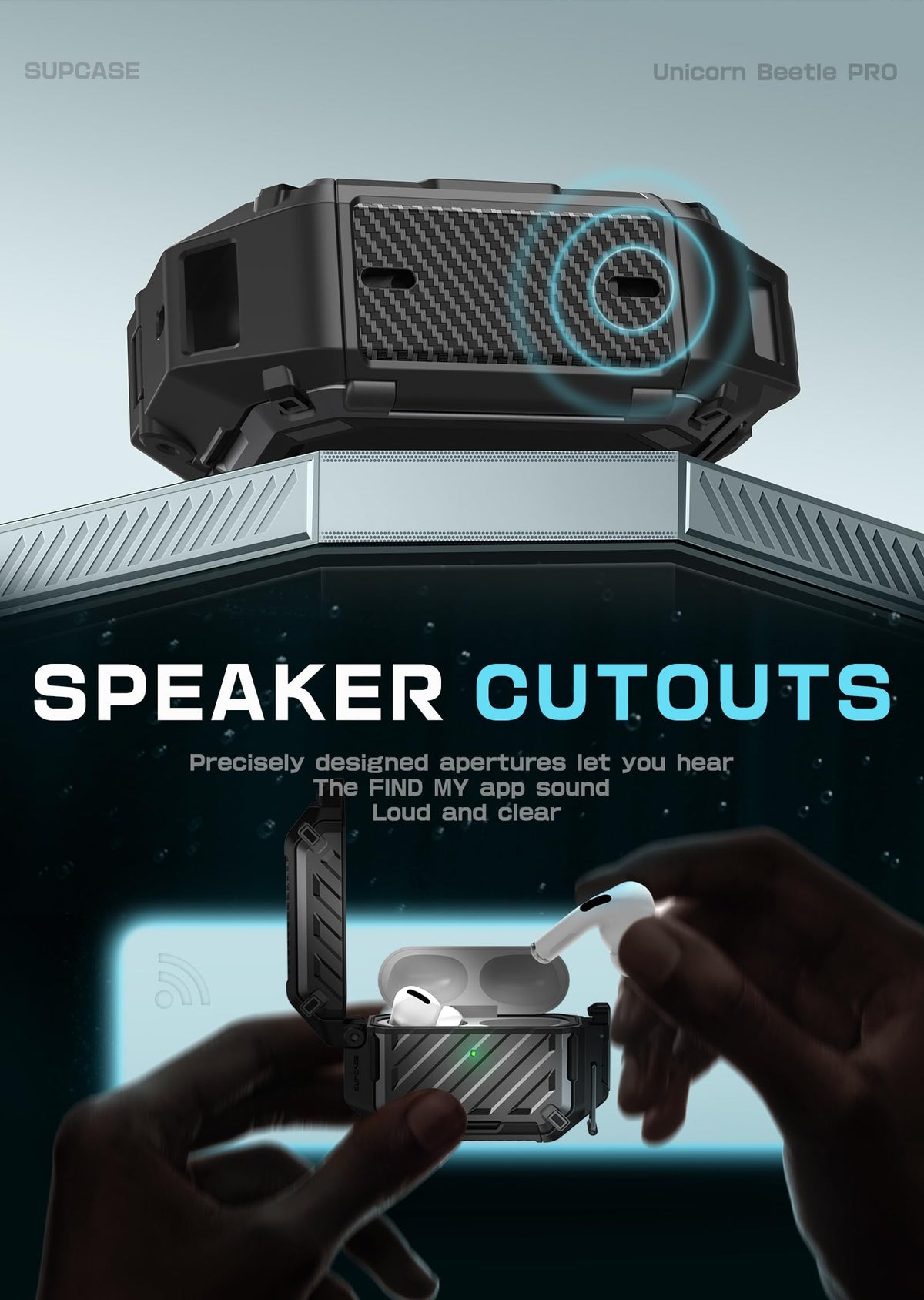 SUPCASE LED window and cutouts showing port access benefit: visible charging status