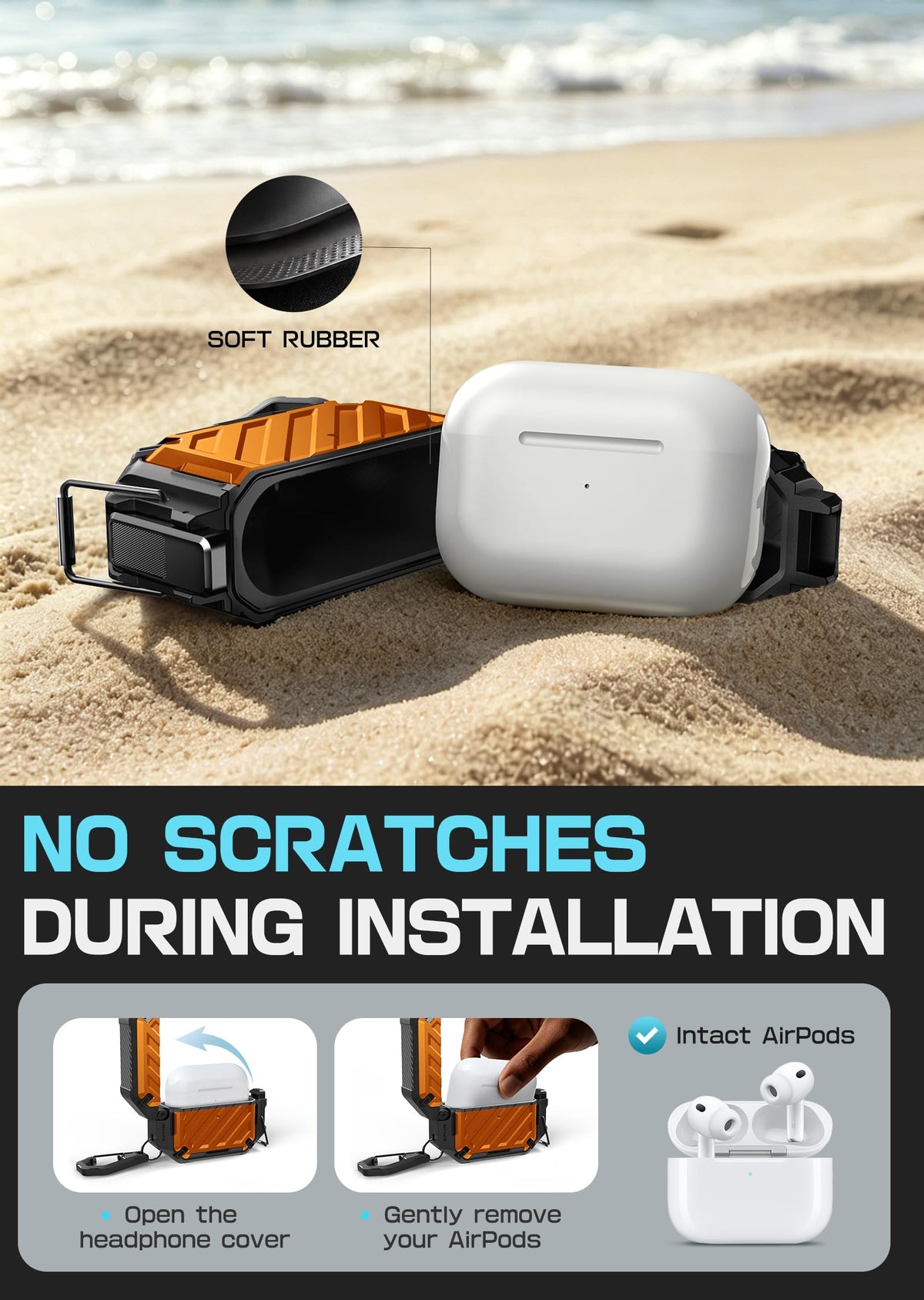 SUPCASE open lid with visible front LED for quick charge status check