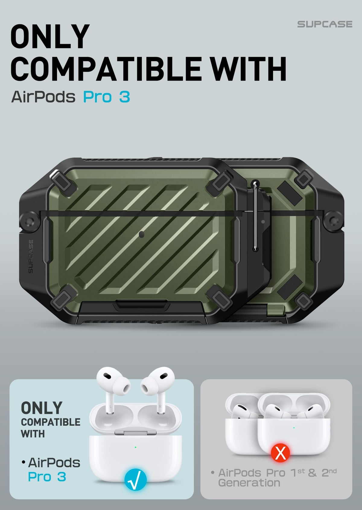 SUPCASE Guldan rear hard-shell showing military-grade impact protection benefit