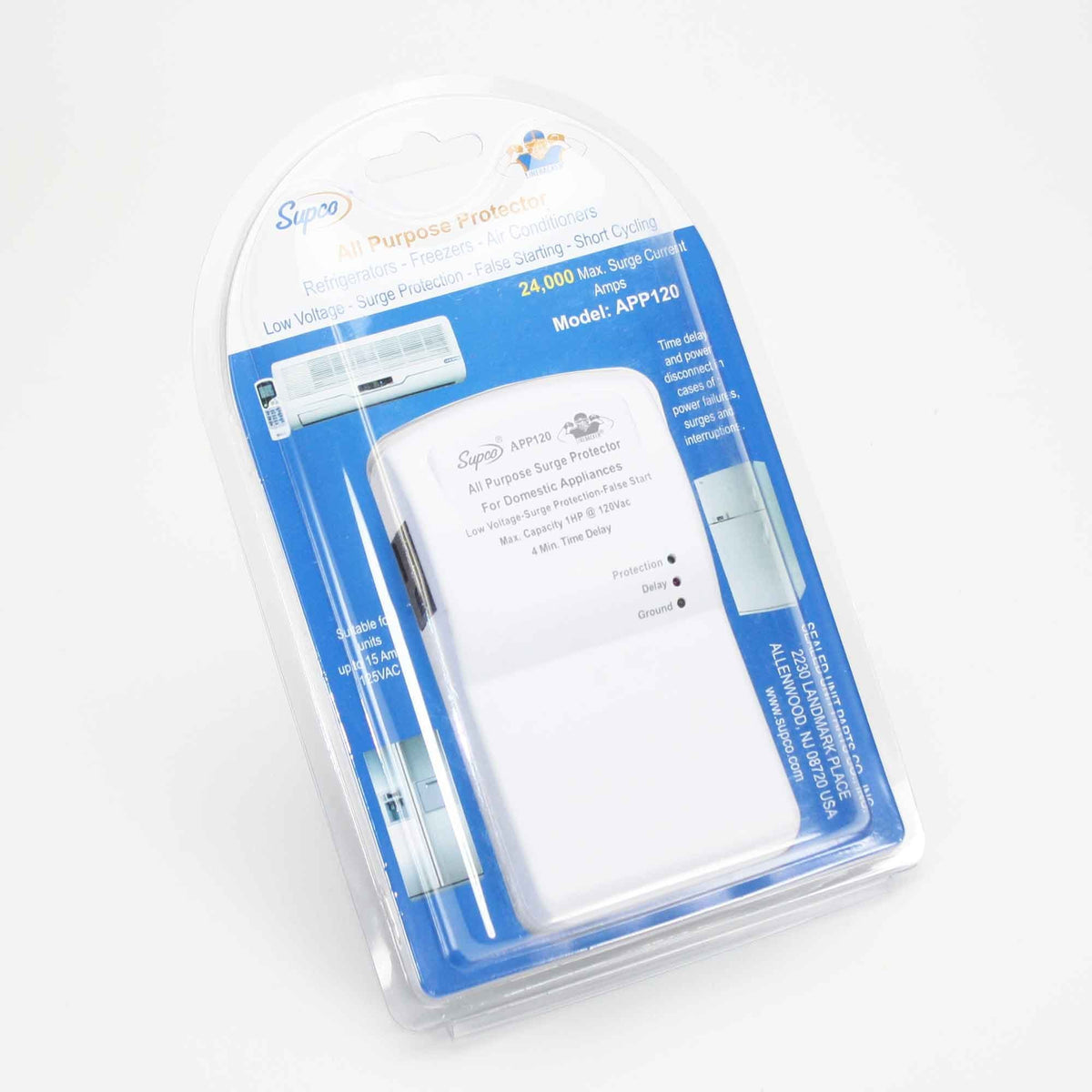 Supco APP120 surge protector front view protecting essential appliances during surges