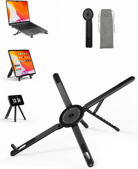 SupeDesk 3-in-1 magnetic stand secures a laptop neatly on the desk