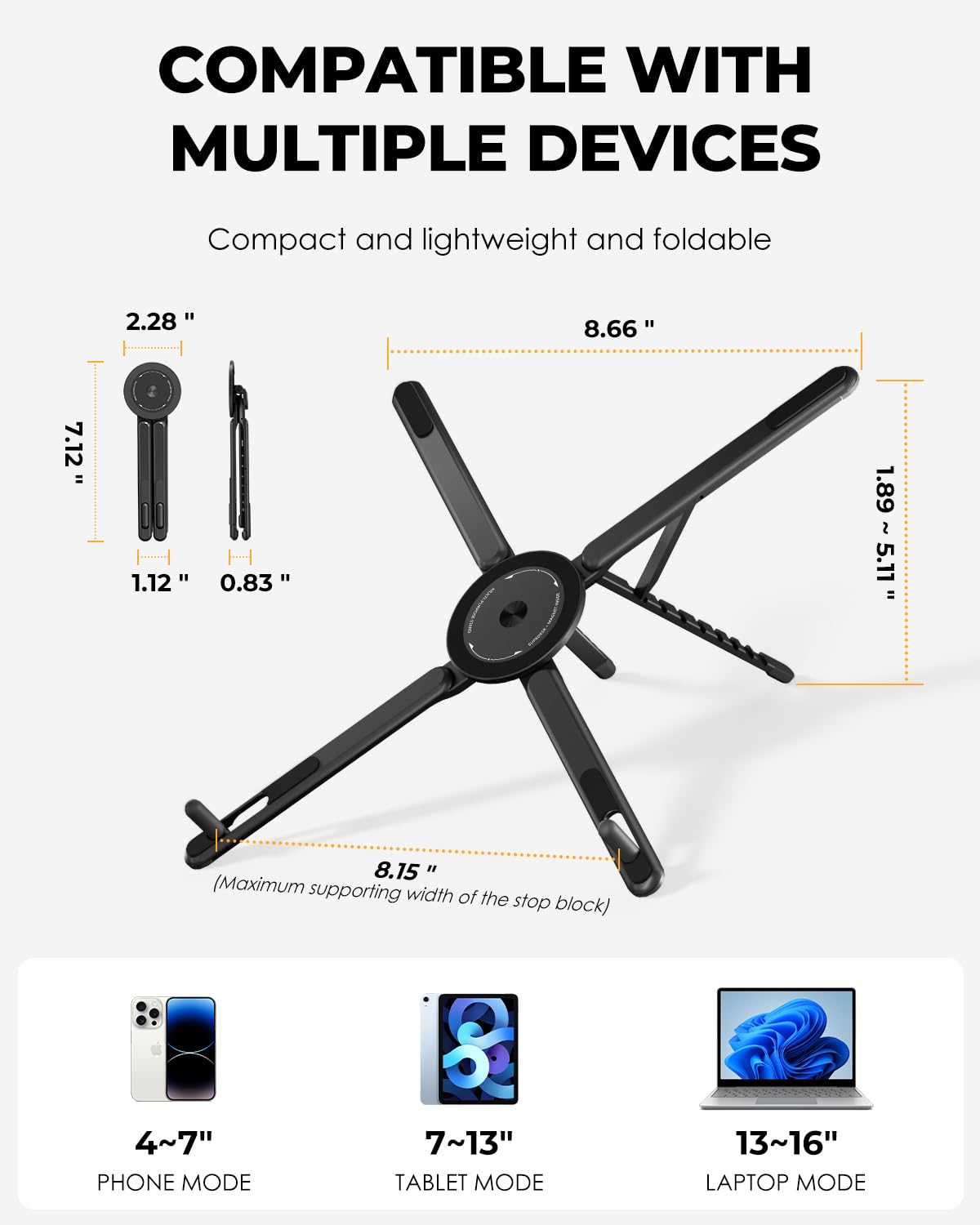 SupeDesk strong magnetic base and non-slip pads prevent slipping