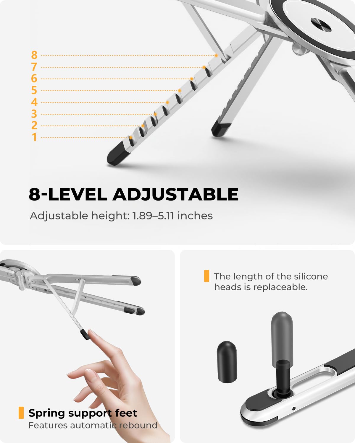 SupeDesk aluminum alloy construction — lightweight yet sturdy for daily use.