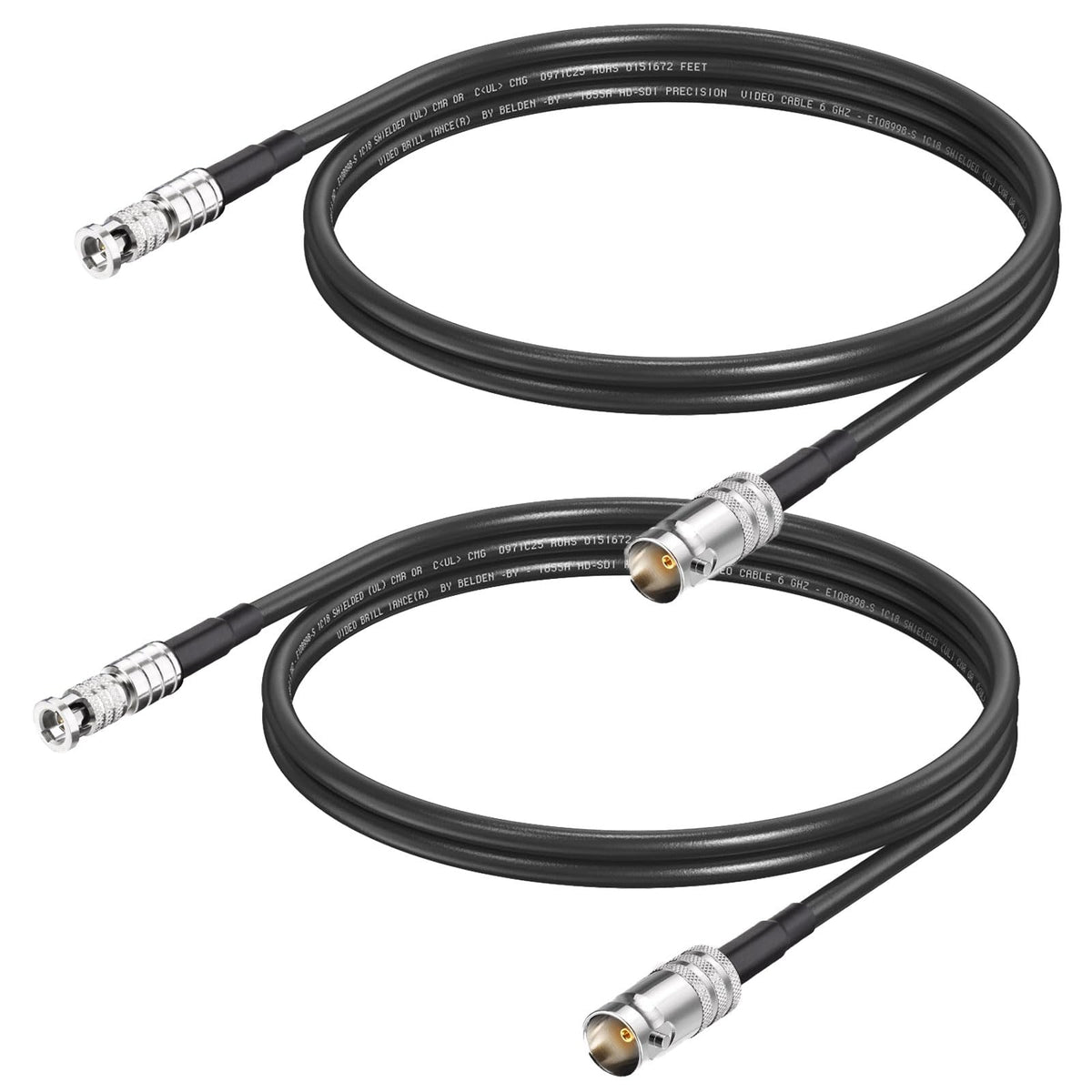 Superbat 75-ohm BNC to HDBNC cable, 3ft, two-pack for reliable SDI connections.
