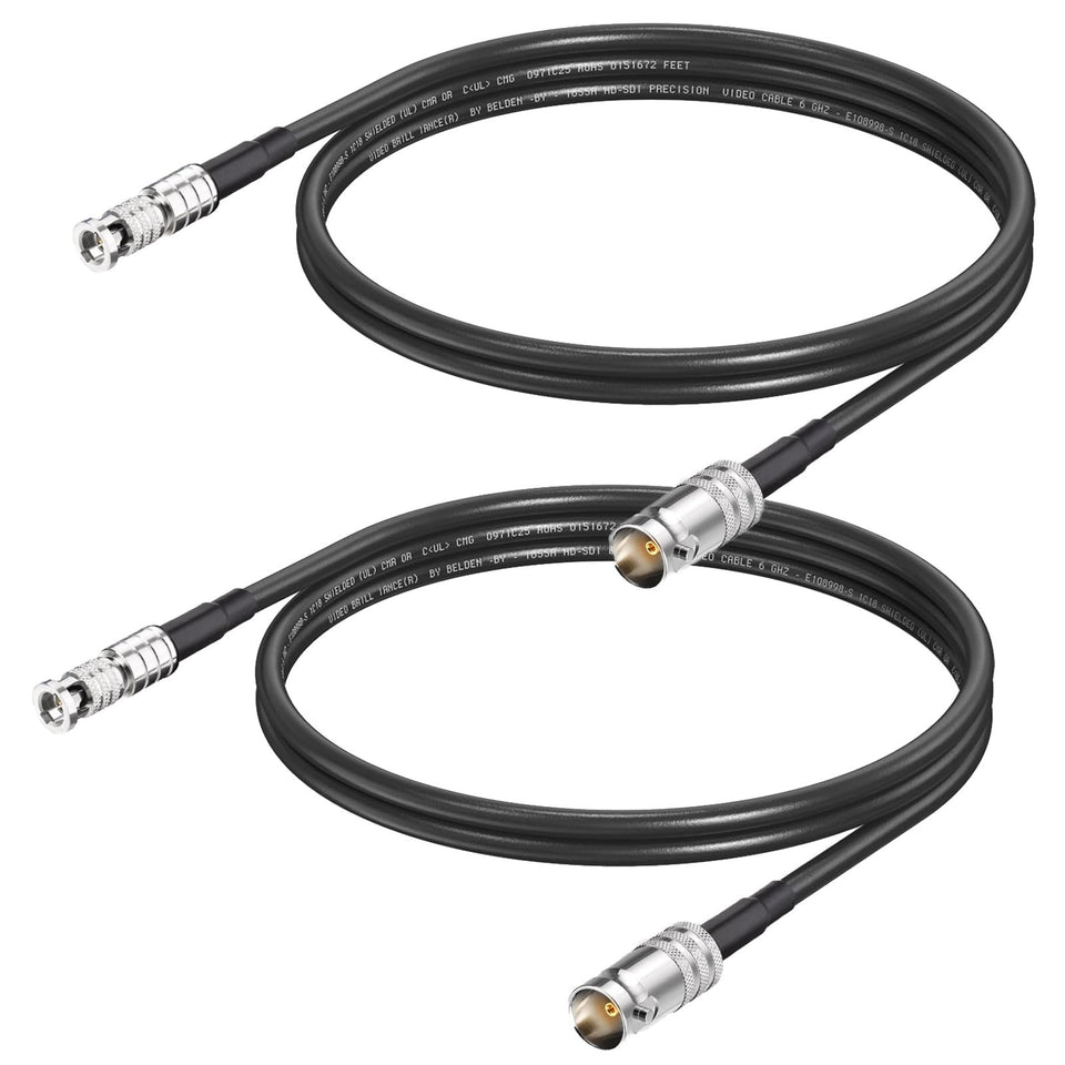 Superbat 75-ohm BNC to HDBNC cable, 3ft, two-pack for reliable SDI connections.