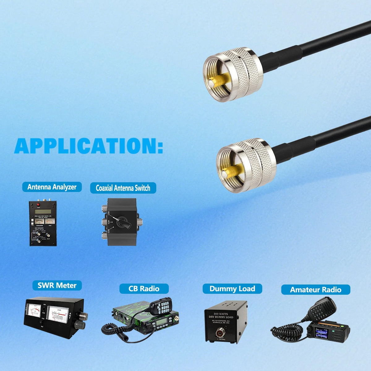 Superbat RG58 coax with UHF PL259 connectors for HAM setups.