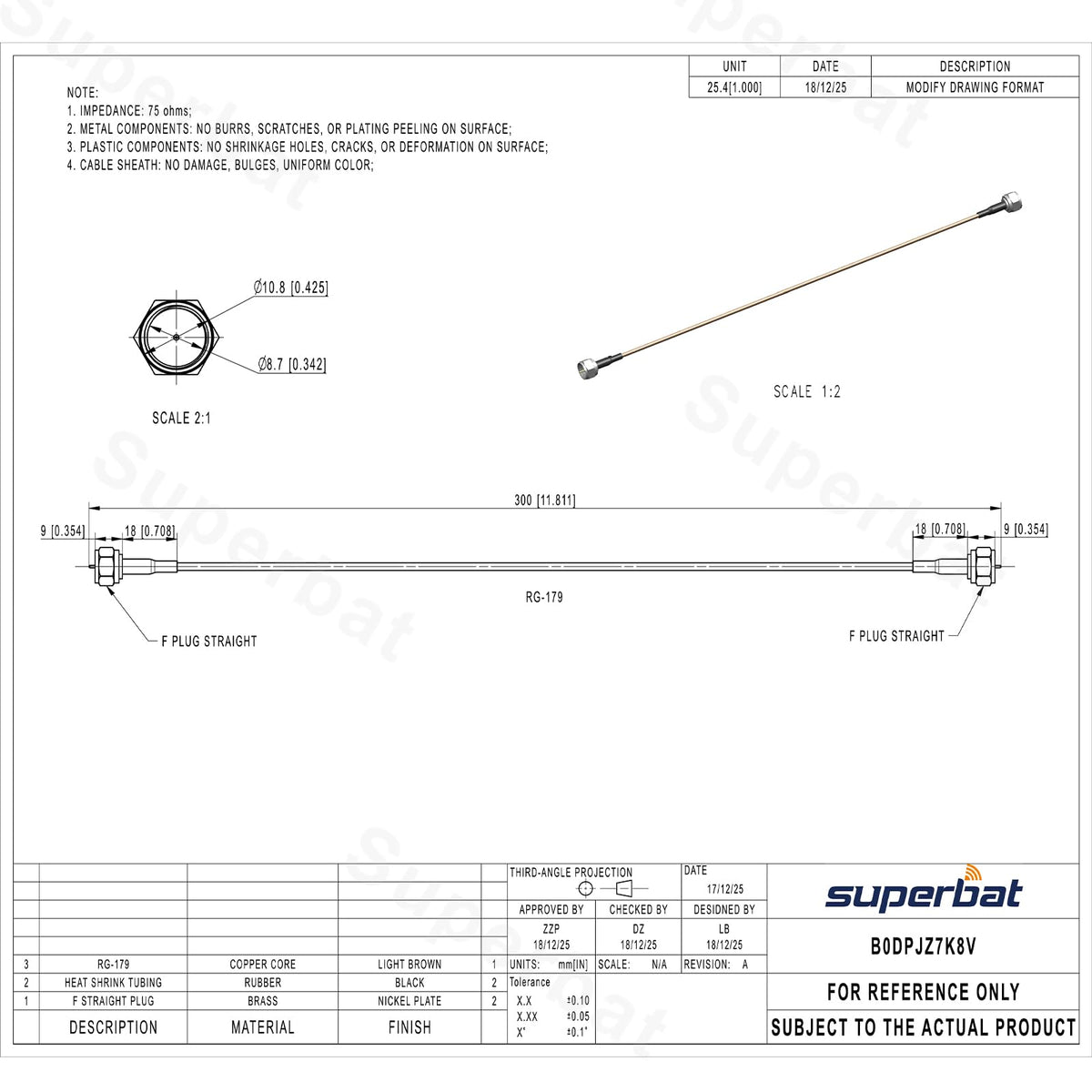 Superbat two-pack coax cables provide reliable spares for entertainment systems.