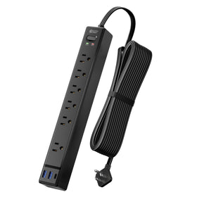 SUPERDANNY 10 ft flat-plug extension cord in a tight space for a sleek setup