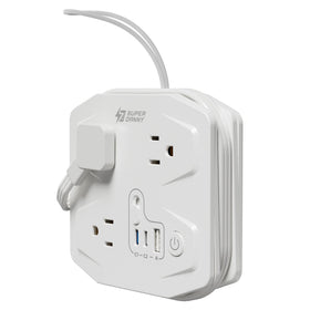 SUPERDANNY 20W travel power strip with 3 outlets and 3 USB ports for hotels
