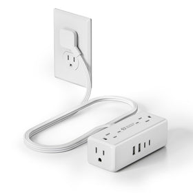 SUPERDANNY 3 ft flat plug extension cord with four outlets for clutter-free power