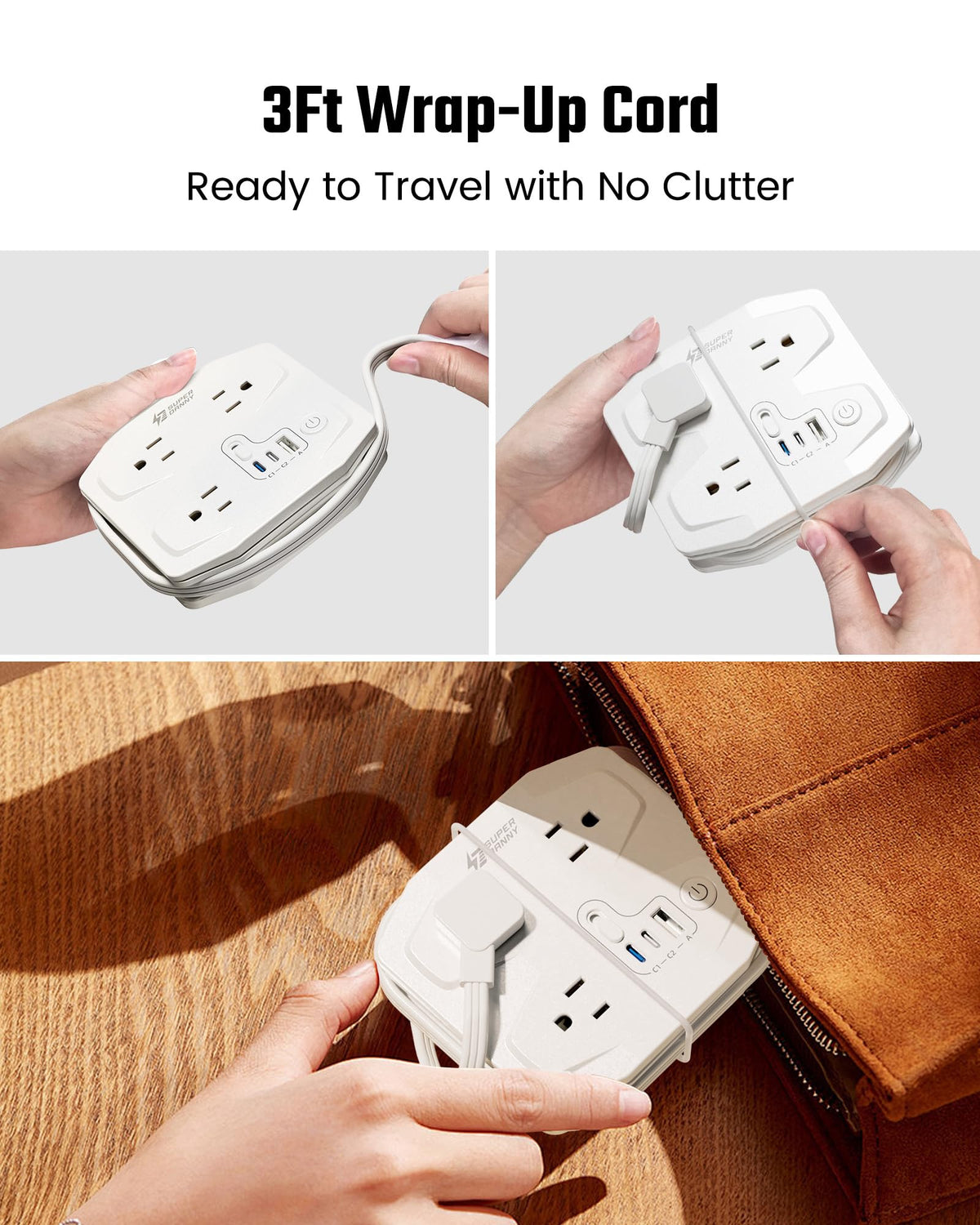 SUPERDANNY 45-degree flat plug fits tight spaces in hotels