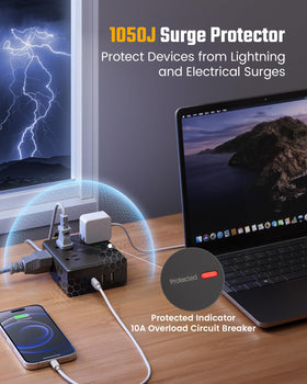 SUPERDANNY 45-degree plug saves space on crowded outlets.