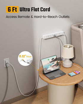 SUPERDANNY right-angle-flat-plug saves space and keeps adjacent outlets available.