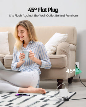 SUPERDANNY 5 ft extension cord provides flexible desk setup.