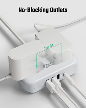 SUPERDANNY 5 ft cord extends reach across a desk or hotel desk.