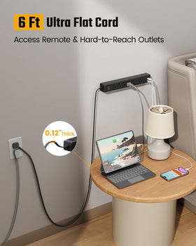SUPERDANNY 6ft flat extension cord fits tight spaces behind furniture