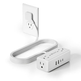 SUPERDANNY 6ft flat-plug power strip with slim profile for desks