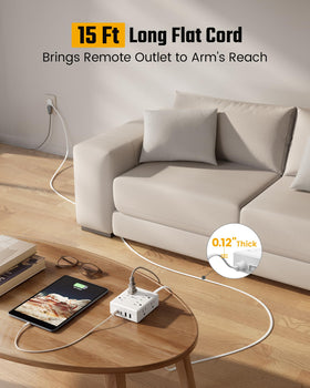 SUPERDANNY 8-outlet surge protector keeps desk organized and outlet crowding down.