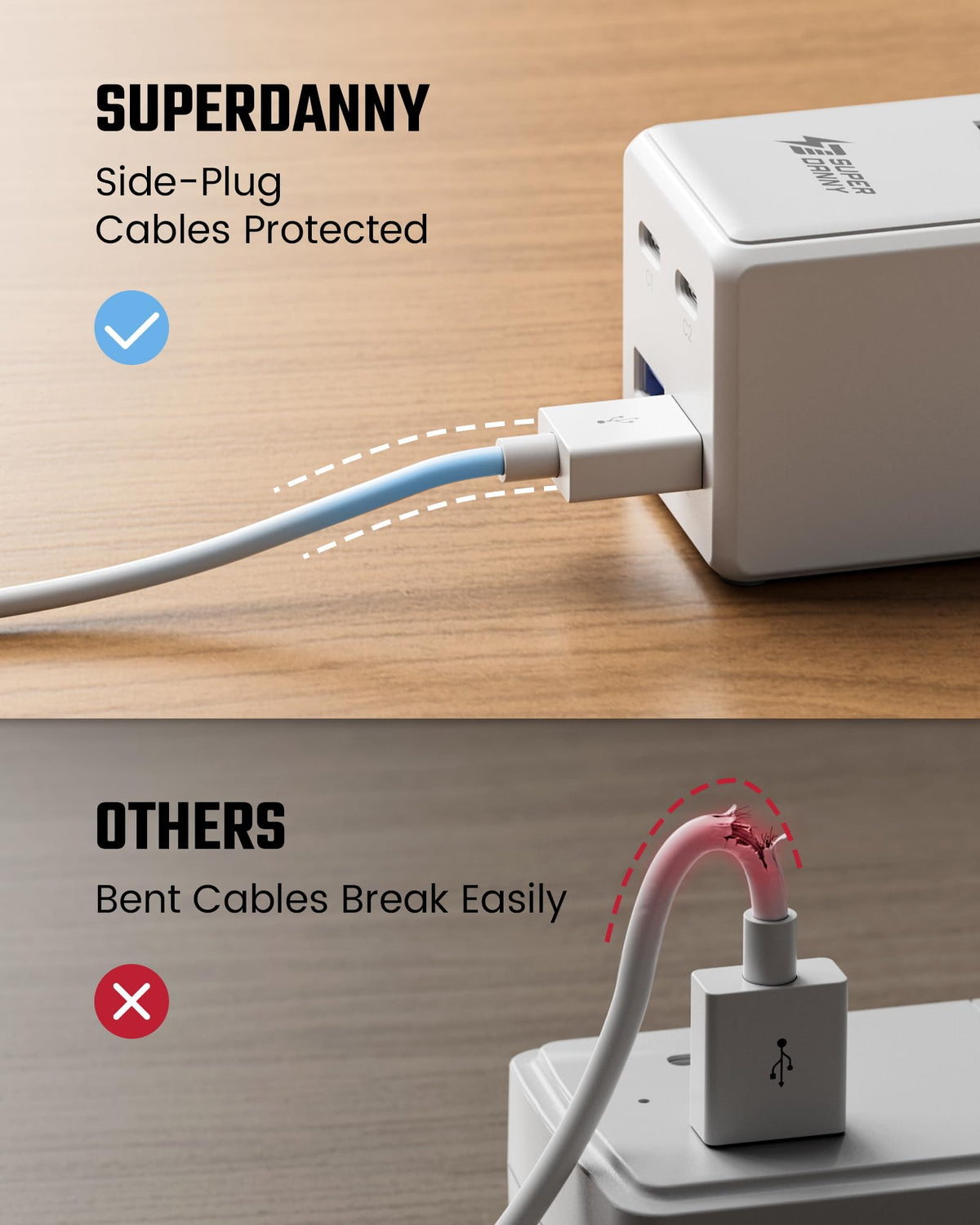 SUPERDANNY power strip is ideal for home offices and dorm setups.