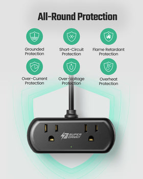 SUPERDANNY 9.8ft cord reaches across rooms for flexible placement.