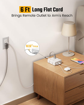 SUPERDANNY flat extension cord shown behind furniture for hidden wiring.