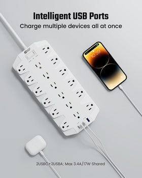 SUPERDANNY flat plug and 6.5ft cord demonstrated for flexible placement
