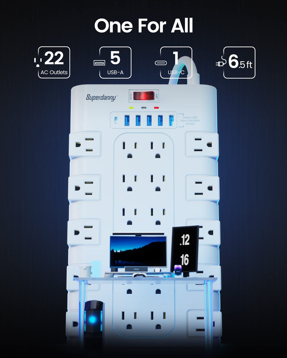 SUPERDANNY flat plug angled in wall fitting tight spaces to save room