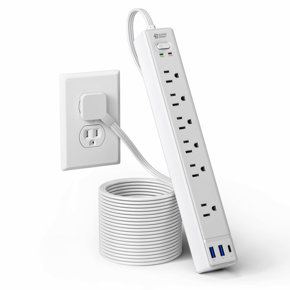 SUPERDANNY 10ft flat-plug extension cord fits slim spaces behind furniture