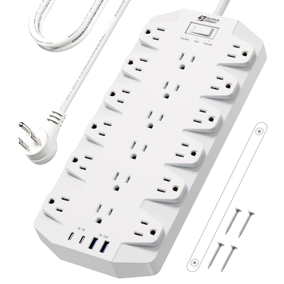 SUPERDANNY front view showing 18 outlets and clean layout for organized power