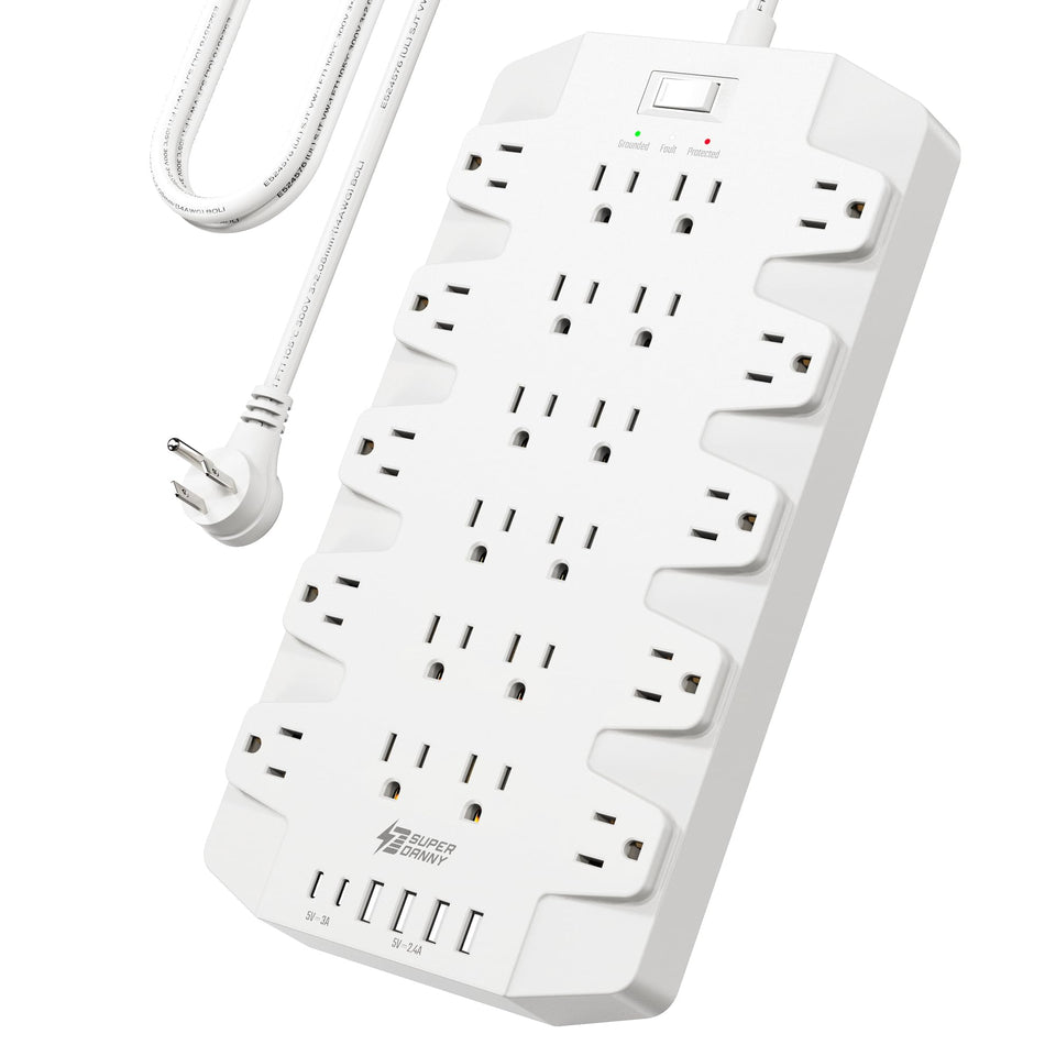 SUPERDANNY front view showing 22 outlets and USBs for versatile charging