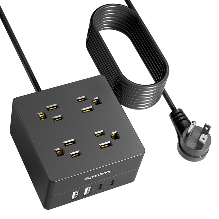SUPERDANNY front view showing outlets and USB ports for convenient charging
